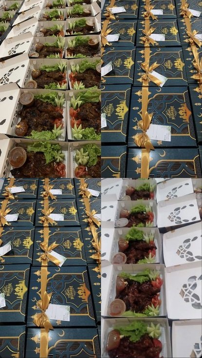 Nasi kotak dengan kerupuk khas Dapoer Three D